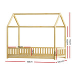 ROCK Oak Kids Wooden House Bed Frame