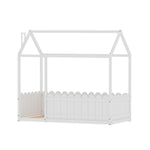 Single Kids Bed Frame in White – KORI Wooden House Design