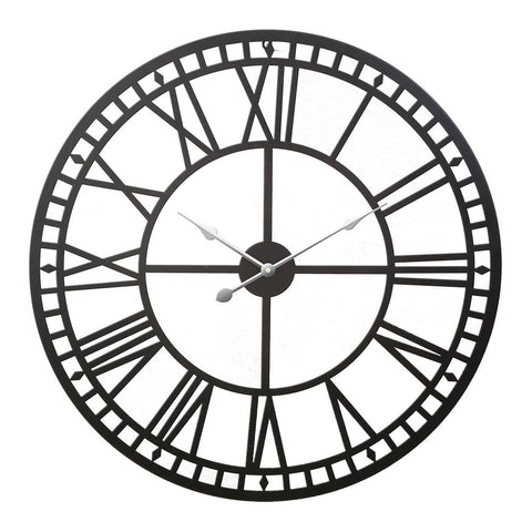 Large 80cm Wall Clock – Roman Numerals Metal Black