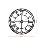 Large 80cm Wall Clock – Roman Numerals Metal Black