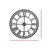 Large 80cm Wall Clock – Roman Numerals Metal Black