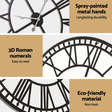 Large 80cm Wall Clock – Roman Numerals Metal Black