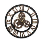 Large 60 cm Retro Wall Clock – Roman Numerals, Brown Metal Finish