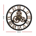 Large 60 cm Retro Wall Clock – Roman Numerals, Brown Metal Finish