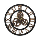 80cm Large Retro Wall Clock with Roman Numerals – Brown