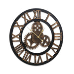 80cm Large Retro Wall Clock with Roman Numerals – Brown