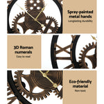 80cm Large Retro Wall Clock with Roman Numerals – Brown