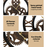 80cm Large Retro Wall Clock with Roman Numerals – Brown